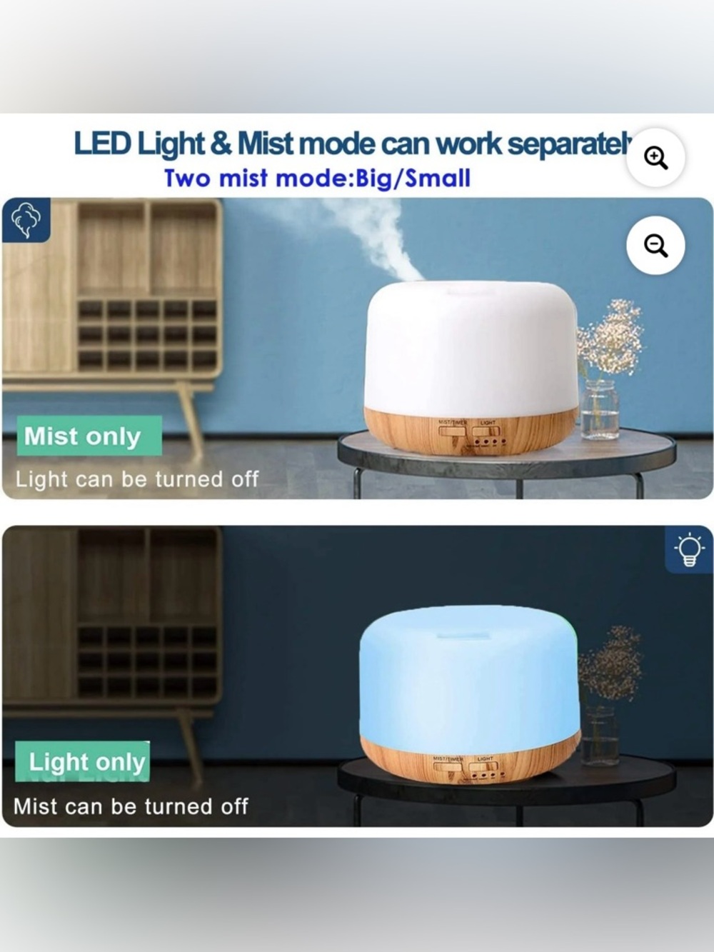 NEW NOBRAND Electronic Ultrasonic Light Changing Oil Diffuser Humidifier 300 ML - Picture 3 of 16